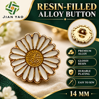 Kancing Bunga Resin Epoksi OEM ODM, Kancing Logam Sunflower Custom untuk Aksesoris Pakaian Fashion