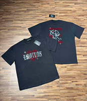 T-shirt à manches courtes tricoté décontracté pour couple, style urbain, imprimé lettres et strass, coupe oversize, qualité supérieure, collection été MIXED EMOTION