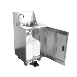Fregadero Portátil de Acero Inoxidable con Agua Fría y Caliente, Pedal y Tanque de Agua para Uso Comercial en Exteriores - Product Image 4