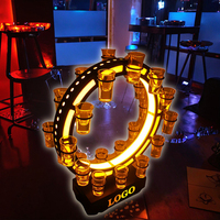 Plateau pour verre à liqueur LED rechargeable VIP Support pour casier à vin avec logo personnalisé Support de service de barre de fête portable sans verre