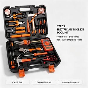 Kit <span class=keywords><strong>d</strong></span>'outils de réparation pour électricien avec multimètre, fer à souder et outils à main, coffret rigide pour la réparation électrique domestique et le bricolage - Product Image 2