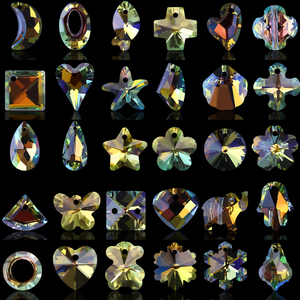 Cuentas colgantes de cristal AB Aurora para fabricación de joyas, cristales transparentes brillantes a granel, corazón, estrella, flor, pendientes de abalorios DIY - Product Image 2