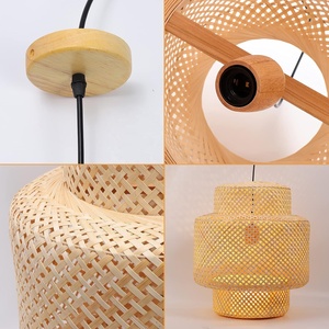 Handmade Modern Bamboo Pendant Lighting for Kitchen <strong>Boho</strong> Wooden <strong>Ceiling</strong> <strong>Light</strong> Chandeliers Weave Pendant Project Installation - Product Image 3