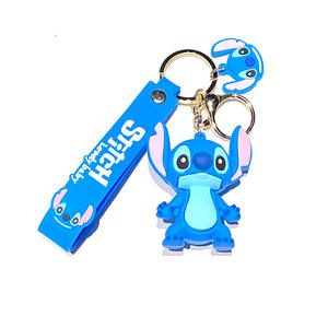 漫画ステッチ3Dシリコンキーホルダーペンダントクリエイティブ車キーリングバッグデコレーションアニメキーホルダーおもちゃ卸売 - Product Image 5