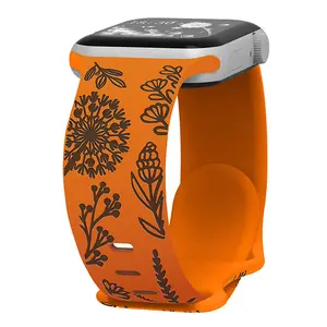 Bracelet de montre en silicone double couche avec logo personnalisé gravé pour <span class=keywords><strong>Apple</strong></span> - Product Image 1