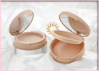 Surligneur rond en plastique double plateaux personnalisé de haute qualité Réglage du maquillage Poudre Boîtier compact