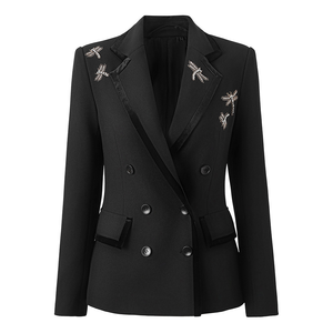 Elegante Blazer da <span class=keywords><strong>Donna</strong></span> con Diamanti, Giacca Doppiopetto con Scollo a V, Antirughe, Maniche Lunghe, Cintura, in Tessuto Pettinato Tinta Unita - Product Image 5
