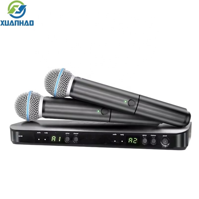 Professional Wireless Microphone System BLX288 Beta58a S58 PG58 Cardioid Two Channels Mic for Stage Karaoke Live Streaming