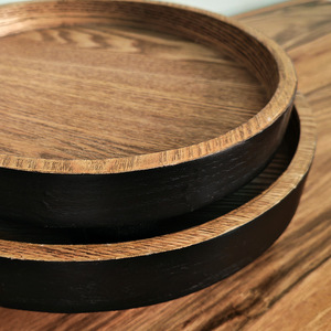 Élégant grand plateau artisanal en bois de teck de forme ronde en acacia avec poignée en métal pour SPA fruits secs cuisine café - Product Image 4