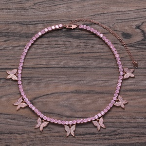 4 מ "מ 7 פרפר קטן שרשרת zircon שרשרת יחיד שורה ארוכה שרשרת טניס נירוסטה עבור בודהיזם - Product Image 5
