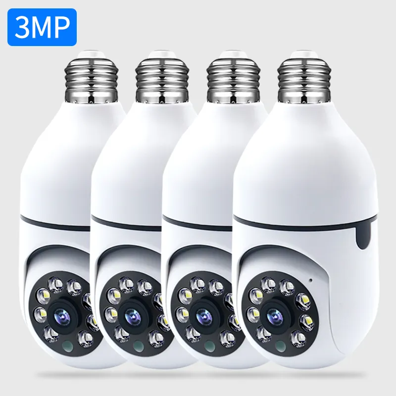 M 3MP Kamera CCTV Mini 360 derajat, kamera IP penglihatan malam HD Wifi, bohlam lampu nirkabel keamanan rumah, jaringan Ptz Cloud dalam ruangan