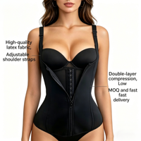 Ceinture amincissante en latex avec fermeture éclair, 3 rangées de crochets, sangles réglables, gaine amincissante pour femme