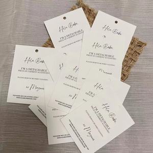 Etichette personalizzate per abbigliamento etichette personalizzate per vestiti con carta bianca biglietto altalena in rilievo con filo di corda etichette per vestiti - Product Image 6