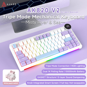 <span class=keywords><strong>Clavier</strong></span> mécanique de jeu AJAZZ AK820 V2 / AK820 V2 <span class=keywords><strong>Pro</strong></span>, 75 % ABS, 82 touches, 10000 mAh, sans fil, tri-mode, pour ordinateur portable et PC - Product Image 1