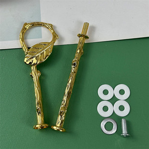 도매 실버 골드 2/3 계층 잎 모양 디저트 컵케익 과일 스탠드 하드웨어 키트 케이크 스낵 플레이트 핸들 - Product Image 5