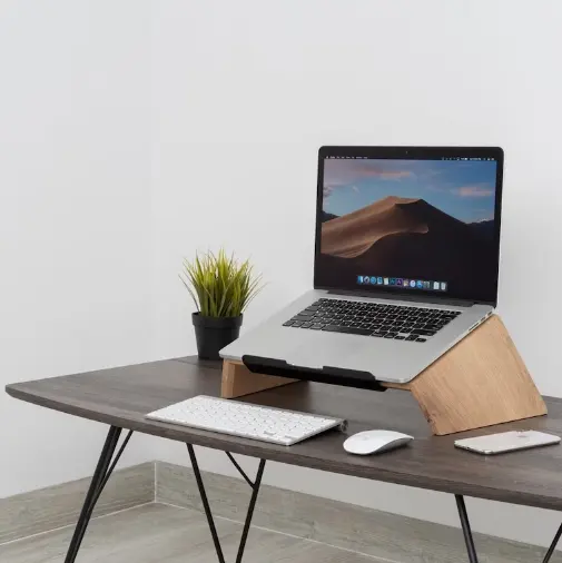 Rústico nuevo diseño fácil montaje madera Tablet PC portátil soporte ordenador pantalla almacenamiento bandeja elevador MacBook soporte para escritorio