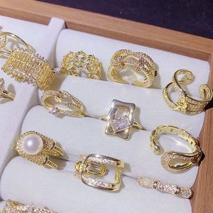 Luxury Vintage Engagement Wedding Gold Plated CZ Zircon Mix <b>Adjustable</b> <b>Ring</b> for Ladies with Claw Setting - Product Image 6