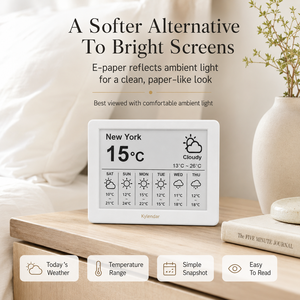 Horloge de bureau intelligente Kylendar Mini 4,2 pouces avec écran E-Paper, Wi-Fi, calendrier, météo, heure mondiale et affichage des nouvelles et des actions boursières - Product Image 5