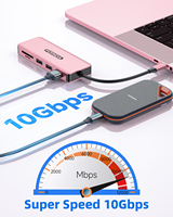 Hub USB-C 5-8 ports USB 3.2 10 Gbps avec PD 100W pour lecteur de cartes SD TF 2.1 en alliage d'aluminium, station d'accueil Type-C pour ordinateur portable/téléphone – En stock