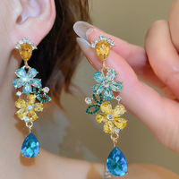 Anting-anting Rumbai Batu Zirkon Resin, Kawat Anting dari Paduan Seng, Mewah Ringan, Berkualitas Tinggi, Personalisasi, Fashionable, Trendy, Perhiasan Wanita