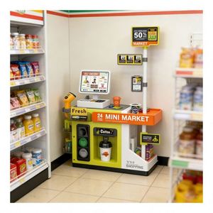 Jouet de caisse de supermarché avec scanner, panier de courses et accessoires pour enfants – Jouet d'apprentissage pour marché de simulation - Product Image 5