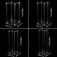 Support floral de mariage en acrylique, carré géométrique, marqueur de chemin 20 cm, options multi-hauteurs, décoration de table principale pour salle de banquet et hôtel