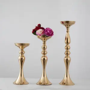 Liontin bunga kristal harga murah berdiri dekorasi meja tengah meja vas bunga logam perak emas
