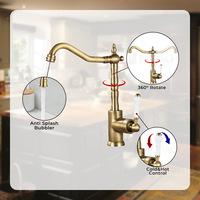 Mitigeur de lavabo vintage en laiton GEASAM à montage sur comptoir, monocommande, cartouche céramique, eau chaude et froide, pour distributeur