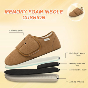 Chaussons d'intérieur en velours côtelé pour femmes, chauds pour l'hiver, avec logo personnalisé, fermeture <span class=keywords><strong>velcro</strong></span> réglable, ouverture large, mousse à mémoire de forme - Product Image 5