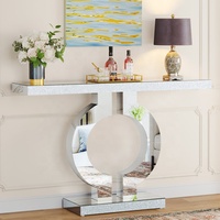 Table console en bois de luxe avec miroir salon moderne fabrication de meubles blancs en gros