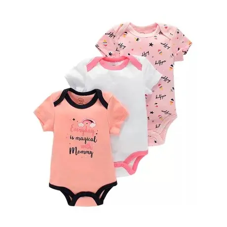 Organic Cotton Ribbed Envelope Short Sleeve Bodysuit Baby Girls Toddler Jumpsuit Newborn Costume Comfortable Onesie