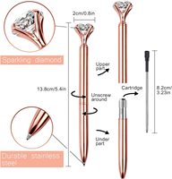 Op maat gemaakte logo bedrukking grote diamanten pennen, bling bruiloft kristallen metalen balpennen voor reclamegeschenken creatieve diamanten pen