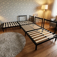 Minimalistisches Klappbares Schmiedeeisen-Sofabettgestell mit Stauraum und Holzlatten für Wohnzimmer, Apartment, Schlafzimmer und Hotel