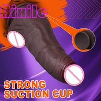 Dildo realista de 9.8 pulgadas, grande, negro, grueso y ancho, para juego manos libres, estimulación del punto G, dildo BBC, juguetes sexuales anales para mujeres y hombres.