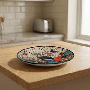 Handmade Ceramic Dinner <b>Plate</b> Round 350mm Cartoon Design Tableware for Home Kitchen Decoration - Product Image 1
