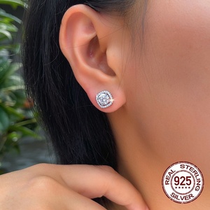 <span class=keywords><strong>Orecchini</strong></span> Classici Minimalisti per Ragazze in <span class=keywords><strong>Argento</strong></span> Sterling S925, <span class=keywords><strong>Orecchini</strong></span> a Perno Quadrati da 9mm con Zirconi CZ 5A di Alta Qualità, Accessori di Moda - Product Image 2