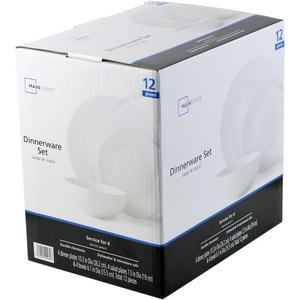 Service de table Db en grès blanc pour 4 personnes, rond, minimaliste, compatible micro-ondes et lave-vaisselle, assiettes et bols - Product Image 5