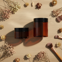 Pot en plastique 120 ml 250 ml, pot cosmétique transparent givré avec couvercle en bois clair