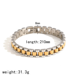 Nuevas pulseras gruesas nobles de moda para hombre, pulsera de reloj de moda de oro y plata, pareja de acero inoxidable, resistente al agua, joyería que no se decolora - Product Image 4