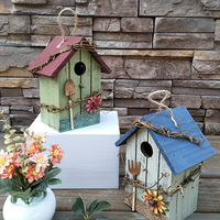 1 maisonnette à oiseaux en bois charmante de style campagnard vintage pour l'extérieur, à suspendre dans le jardin, la villa ou le balcon, grande cage à oiseaux en bois