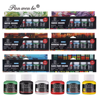 Panwenbo 6 couleurs 25ml ensemble de peinture acrylique d'art non toxique non toxique ensemble de peinture aquarelle pour enfants tissu affiche peintures sur verre