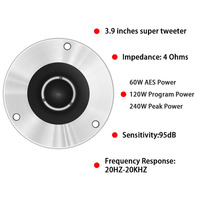 Tweeter de Aluminio de Alta Calidad, 4 Ohmios, Bobina de Voz de Titanio de 3.9 Pulgadas, Altavoz de Audio de Dos Vías, Crossover de Audio de 150W