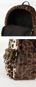 Women's Fashionable Anti-Theft Plush Leopard Print Patchwork Fluffy <b>Backpack</b> Faux Fur <b>Backpack</b> for Daily Use - Product Image 3