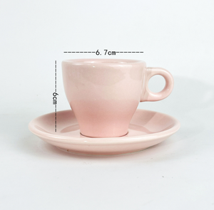 แก้วเอสเพรสโซ่เซรามิกสีชมพู หนา 9 มม. ความจุ 50/60/80 มล. แก้วกาแฟดริปสองชั้น รับทำโลโก้ สำหรับร้านกาแฟ ขายส่ง - Product Image 2