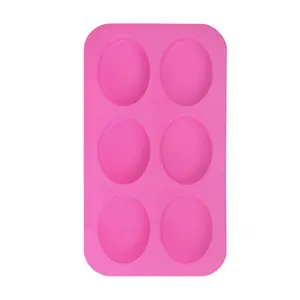 Creative adult DIY homemade multi combination big circular rounded corner 6 cavity silicone soap mould