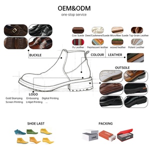 OEM Custom Retro Gentleman British-Style Men's Genuine Leather High Top Waterproof Chelsea Boots Vintage-Washed Distressed - Product Image 3