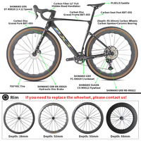 Vélo de gravier BXT Gravel-055 en fibre de carbone T1000, compatible avec GRX RX820 1x12 vitesses / 2x12S, adapté pour la conduite en montagne et sur route