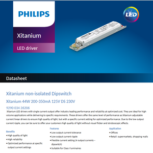 ไดรเวอร์ LED แบบ DIP SWITCH ยี่ห้อ PHILIPS รุ่น Xitanium 44W 200-350mA 125V DS 230V  แบบไม่แยกวงจร  ตัวเรือนพลาสติก สำหรับไฟ LED - Product Image 2