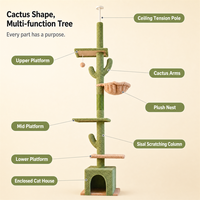 En gros Arbre à chat écologique en forme de cactus, tour pour chat du sol au plafond, avec niche pour chat, griffoir multi-niveaux, emballage en carton