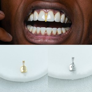 Grillz de Hip Hop con Diamantes de Imitación Dorados, Joyería Dental con Zirconia Individual, Unisex, para Uso Diario - Product Image 1
